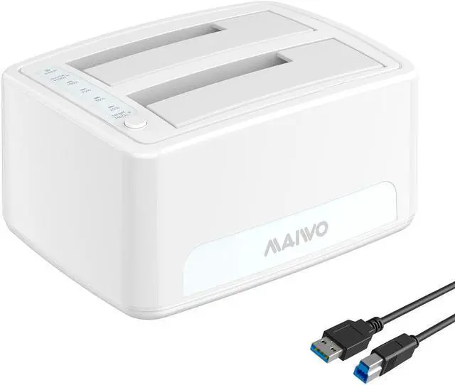 Main image of MAIWO Dual Bay Hard Drive Docking Station with Offline Clone, SATA Cloner Dock for 2.5 and 3.5 inch HDDs and SSDs, 40TB Expansion,UASP Supported,White