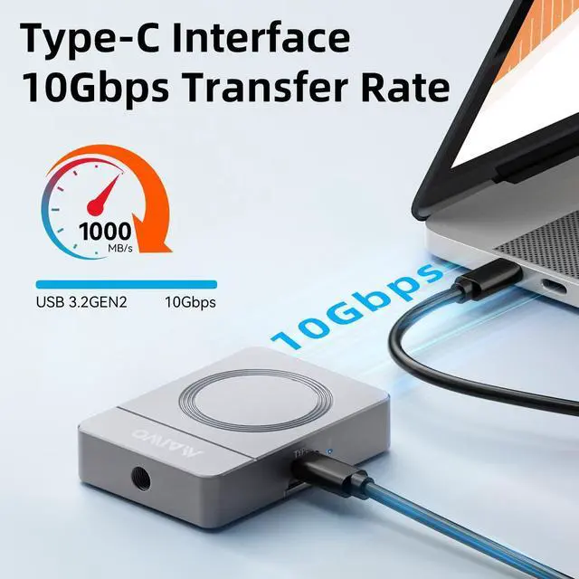 Alt view image 3 of 7 - MAIWO USB-C 2230 M.2 SSD Enclosure, 10Gbps Aluminum M.2 Enclosure for NVMe PCIe SATA NGFF Drive, 2TB Storage, Compatible with Hand-held Gimbal/DSLR Cameras/Live Streaming Phone Tripod