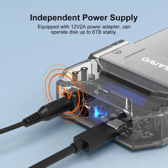 Alt view image 6 of 7 - MAIWO SAS to USB-C Adapter Enclosure(MAX 6Gbps),Tool-Free 2.5 inch SAS/SATA External Hard Drive Enclosure with 6TB Storage Expansion,12V3A Power Supply, Plug and Play