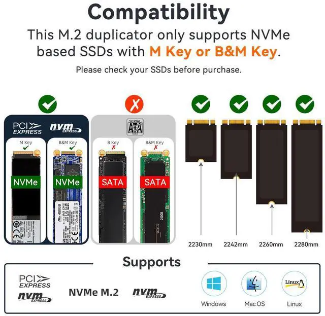 Alt view image 2 of 7 - MAIWO 4 Bay NVME M.2 Docking Station Duplicator, NVME PCIe M.2 Drive to USB3.1 GEN2 Adapter Cloner, Up to 10Gbps, 8TB Capacity, Support Two Group Clone Independently