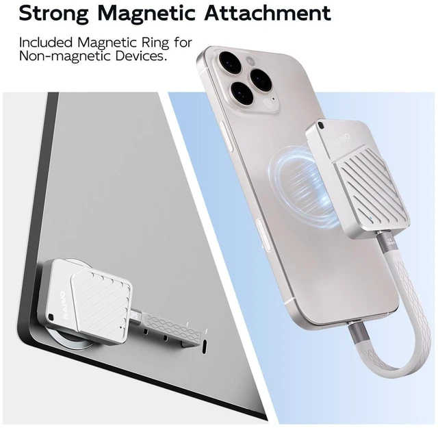 Alt view image 3 of 13 - MAIWO Magnetic Portable SSD 1TB External Solid State Drive, USB 3.2 GEN 2 Type-C Up to 2000MB/s, Mini PSSD Supports 4K Videos ProRes for iPhone MacBook Pro macMini PS5, Aluminum (Gray) (Gray, 512, GB)