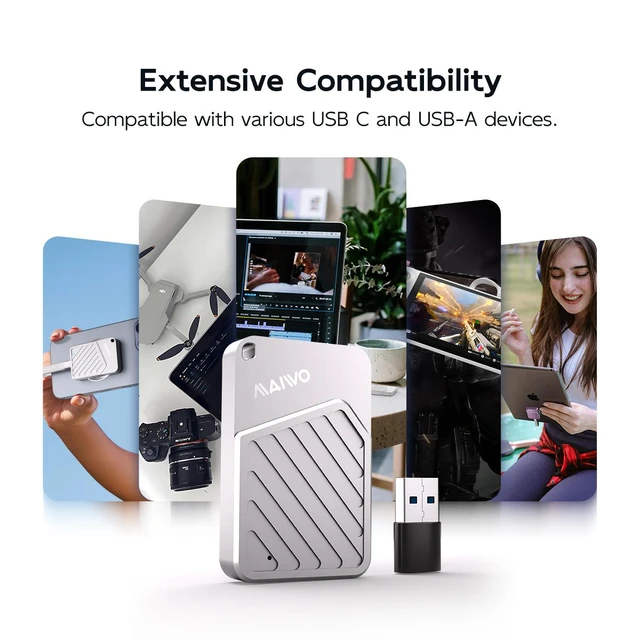 Alt view image 6 of 13 - MAIWO Magnetic Portable SSD 1TB External Solid State Drive, USB 3.2 GEN 2 Type-C Up to 2000MB/s, Mini PSSD Supports 4K Videos ProRes for iPhone MacBook Pro macMini PS5, Aluminum (Gray) (Gray, 512, GB)