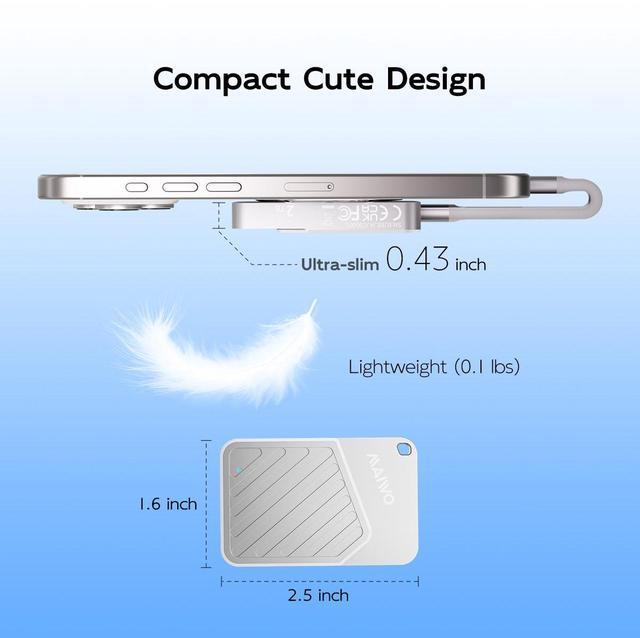Alt view image 5 of 6 - MAIWO Magnetic Portable SSD 1TB External Solid State Drive, USB 3.2 GEN 2 Type-C Up to 2000MB/s, Mini PSSD Supports 4K Videos ProRes for iPhone MacBook Pro macMini PS5, Aluminum(Silver, 1TB)