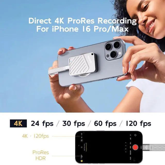 Alt view image 4 of 6 - MAIWO Magnetic Portable SSD 2TB External Solid State Drive, USB 3.2 GEN 2 Type-C Up to 2000MB/s, Mini PSSD Supports 4K Videos ProRes for iPhone MacBook Pro macMini PS5, Aluminum(Silver, 2TB)