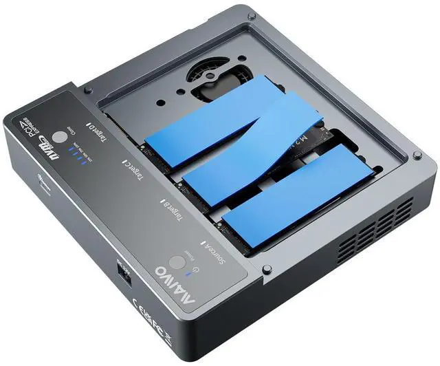 Alt view image 4 of 7 - MAIWO 4 Bay M.2 NVMe SSD Enclosure with USB4 Port with SoftRAID with Cooling Fan, Support 1-to-3 Offline Clone, 40Gbps High Speed, Backward Compatible Thunderbolt 4/3