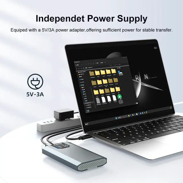 Alt view image 5 of 7 - MAIWO Dual M.2 NVMe SSD Enclosure with 4 RAIDs, M.2 NVMe PCIe RAID Enclosure Supports RAID0/1/PM/Large, USB 3.2 Gen2x2 Type-C 20Gbps Speed, 8TB Capacity