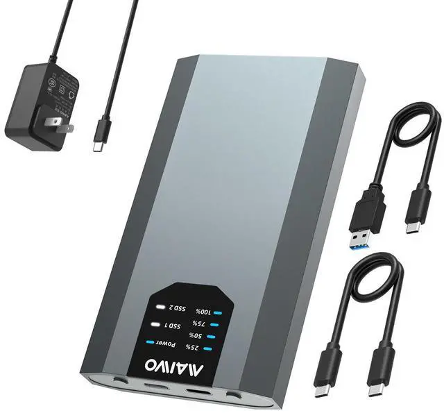 Main image of MAIWO Dual NVMe Clone SSD Enclosure, USB3.2 GEN2X2 10Gbps,Support AHCI to NVMe Clone, M.2 Duplicator Cloner for SSDs Sizes 2230/2242/2260/2280 with Indicator Light