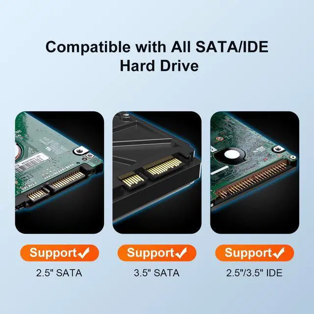 Alt view image 7 of 7 - MAIWO SATA IDE to USB 3.0 Adapter Cable, External Hard Drive Reader Converter for Universal 2.5/3.5 Inch IDE/SATA HDD/SSD and 5.25 inch DVD/CD-ROM Drive, 12V/2A Power Adapter