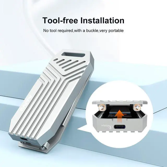 Alt view image 4 of 7 - MAIWO USB4.0 40Gbps NVMe SSD Enclosure for M1 M2 Pro/Max, Compatible with Thunderbolt 4/3 USB4.0/3.2/3.1/3.0/2.0, 8TB Capacity, Support M.2 NVMe M-Key M+B-Key 2280mm, Tool Free Case, Silver