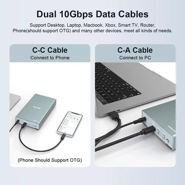 Alt view image 5 of 6 - MAIWO USB C Docking Station for M.2 PCIe NVMe + 2.5 3.5 Inch SATA SSD/HDD with Offline Clone, Clone HDD to NVMe SSD, USB 3.2 GEN 2 10Gbps External Hard Drive Enclosure, Silver
