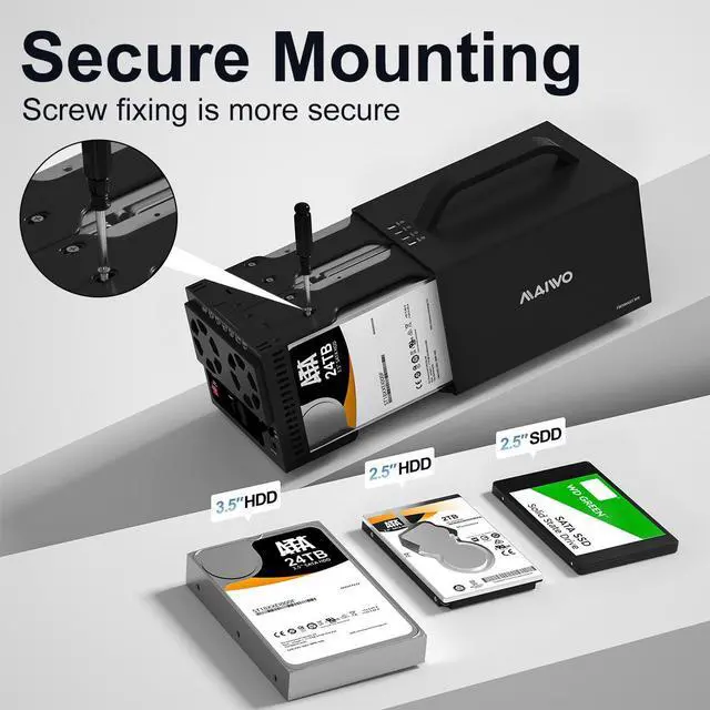 Alt view image 5 of 6 - MAIWO 4 Bay RAID Enclosure for 3.5 inch SATA Hard Drive with Two Fans, Support UASP 4K HDTV, 64TB USB3.1 Type-C 5Gbps Speed, RAID 0/1/3/5/10 Clone Large Normal