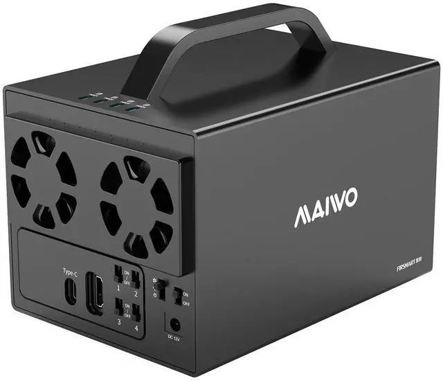 Main image of MAIWO 4 Bay Hard Drive Enclosure with Two Fans, SATA HDD Enclosure with 4K HDTV Port, 88TB Expansion,Independent Hard Drive Power Switch