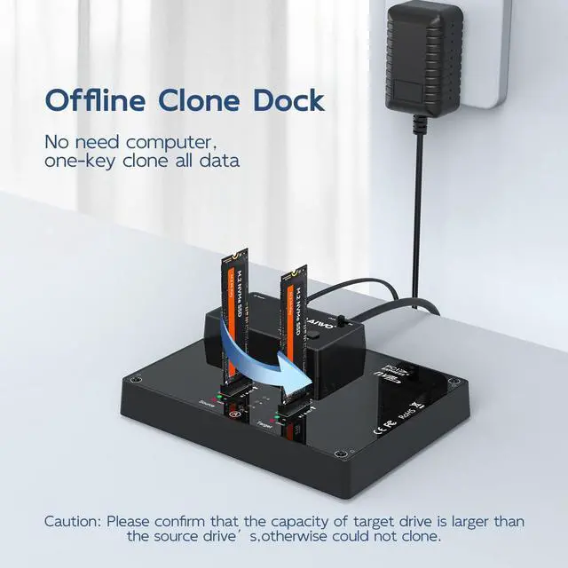 Alt view image 2 of 7 - MAIWO Dual Bay NVMe Docking Station, M.2 Duplicator with NVMe Clone(Max 10Gbps),M.2 Dock with Power Switch,Compatible with Windows, mac OS, Linux