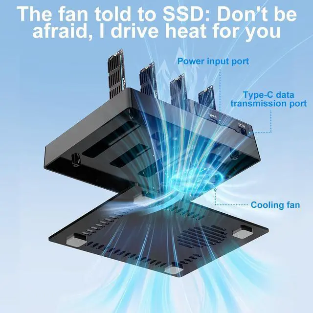 Alt view image 6 of 7 - MAIWO 4 Bay M.2 NVMe SSD Dock with Cooling Fan, USB4.0 NVMe Cloner Duplicator, Supports 1-to-3 Offline Clone & Software RAID,40Gbps High Speed, Backward Compatible with Thunderbolt 4/3