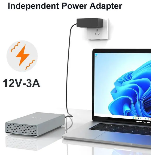 Alt view image 6 of 6 - MAIWO Dual Bay Enclosure for M.2 NVMe SATA SSD and 2.5 3.5 inch SATA SSD HDD, External Hard Drive to USB C Adapter, 10Gbps 32TB CapacityDO NOT Support Clone