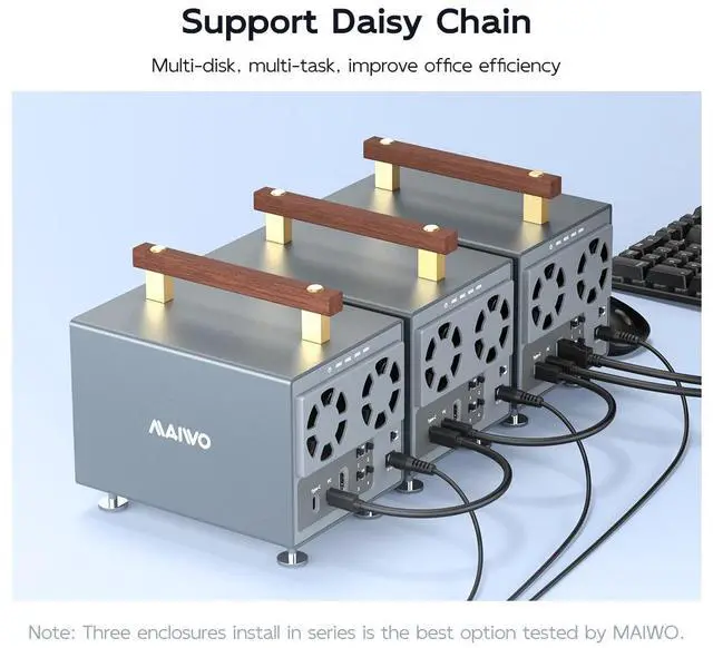 Alt view image 2 of 7 - MAIWO 4 Bay 3.5 inch SATA Hard Drive Enclosure with SATA III Chipset USB-C 10Gbps, 88TB Capacity, Support 4K HDTV/Type-C Extend/Daisy Chain/External HDD Enclosure,12V/7A Power (K35294A)