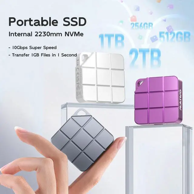 Alt view image 2 of 6 - MAIWO 256GB Portable SSD External Solid State Drive, USB 3.2 GEN 2 Type-C Up to 1050MB/s, Mini PSSD for iPhone 15 Pro Max MacBook Pro PS5, Aluminum (Gray) 256GB Gray