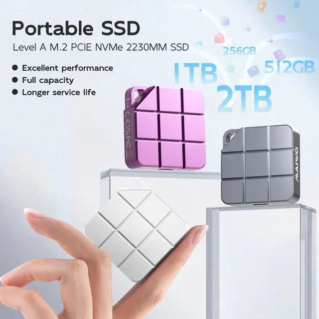 Alt view image 2 of 6 - MAIWO 256GB Portable SSD External Solid State Drive, USB 3.2 GEN 2 Type-C Up to 1050MB/s, Mini PSSD for iPhone 15 Pro Max MacBook Pro PS5, Aluminum (Silver) 256GB Silver