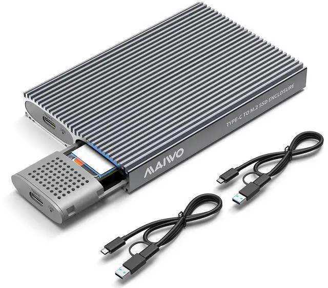 Main image of MAIWO Dual Bay M.2 NVMe SSD Enclosure, USB3.1 GEN2 10Gbps with UASP Trim, Up to 16TB, Tool Free PCIe NVMe SSD Enclosure for 2230/2242/2260/2280mm M Key B+M Key