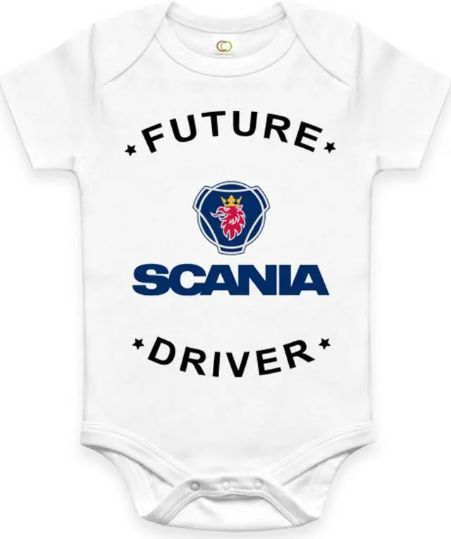 Alt view image 2 of 2 - RARE FUTURE SCANIA TRUCK DRIVER BABY FUNNY BODYSUIT JUMP SUIT ONE PIECE ROMPER ONESIE