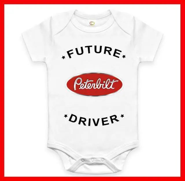 Main image of RARE FUTURE PETERBILT DRIVER BABY FUNNY BODYSUIT JUMP SUIT ONE PIECE ROMPER NEW ONESIE