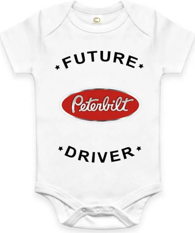 Alt view image 2 of 2 - RARE FUTURE PETERBILT DRIVER BABY FUNNY BODYSUIT JUMP SUIT ONE PIECE ROMPER NEW ONESIE