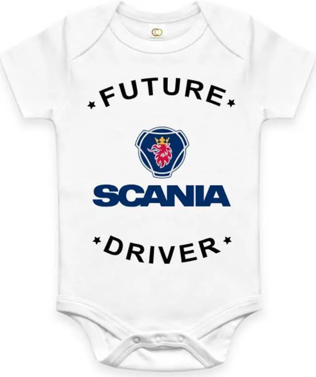 Alt view image 2 of 2 - RARE FUTURE SCANIA TRUCK DRIVER BABY FUNNY BODYSUIT JUMP SUIT ONE PIECE ROMPER ONESIE