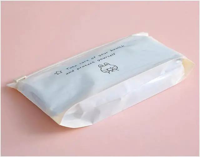 Alt view image 2 of 7 - 100 PCS Portable Cartoon Zip Lock Face Masks Bag Dust-proof Storage Bags High Capacity Home Office Travel Organizer Food Grade PE Material