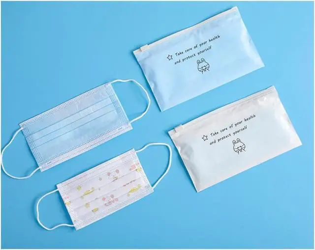 Alt view image 6 of 7 - 100 PCS Portable Cartoon Zip Lock Face Masks Bag Dust-proof Storage Bags High Capacity Home Office Travel Organizer Food Grade PE Material