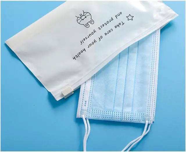 Alt view image 7 of 7 - 100 PCS Portable Cartoon Zip Lock Face Masks Bag Dust-proof Storage Bags High Capacity Home Office Travel Organizer Food Grade PE Material