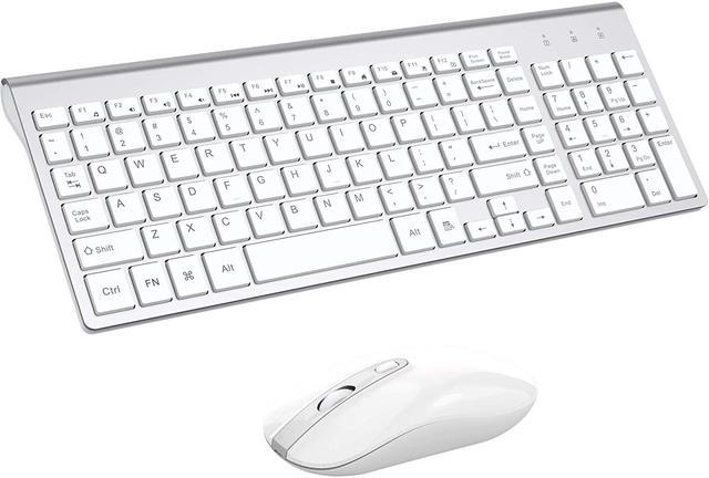 Wireless Keyboard Mouse Combo, Compact Full Size Wireless Keyboard and  Mouse Set 2.4G Ultra-Thin Sleek Design for Windows, Computer, Desktop, PC,  Notebook, Laptop - Silver 