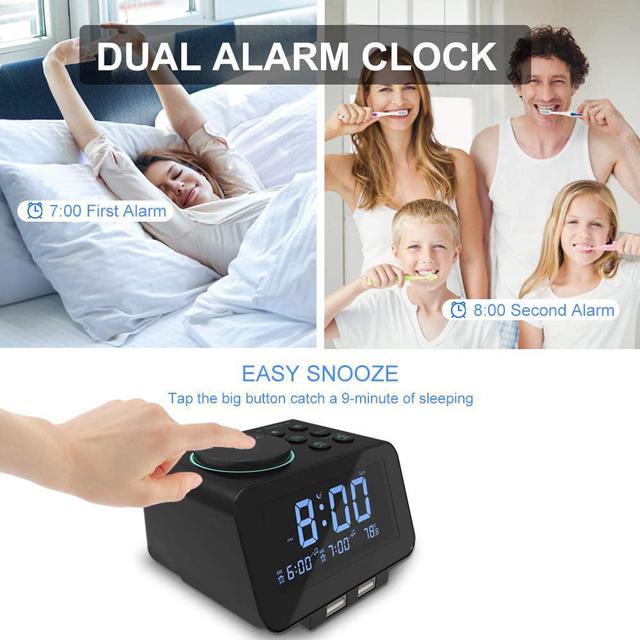 Digital Alarm Clock Radio - 0-100% Dimmer, Dual Alarm with Weekday/Weekend  Mode