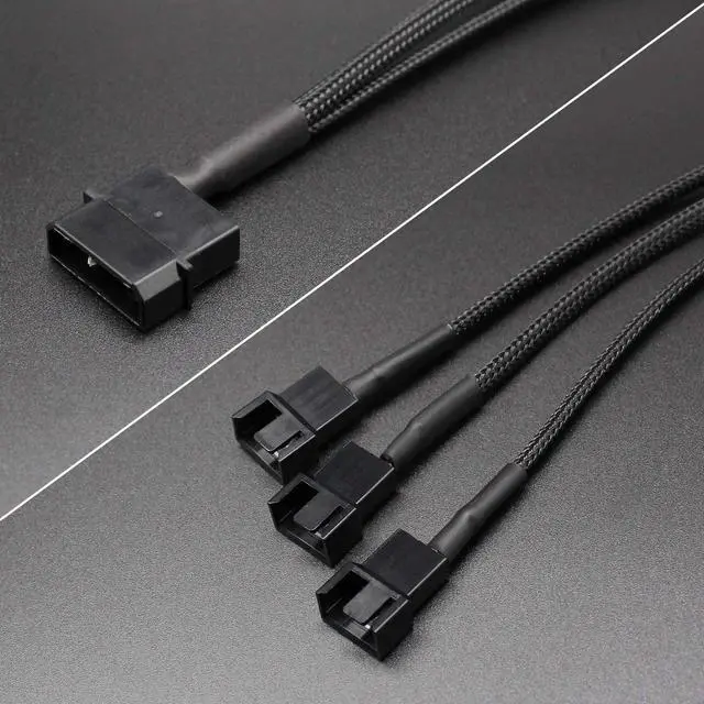 Alt view image 6 of 6 - 2 Pack Molex to 3 x 3 Pin or 4 Pin Computer PC Case Fan Power Splitter Adapter Cable, 10 inch