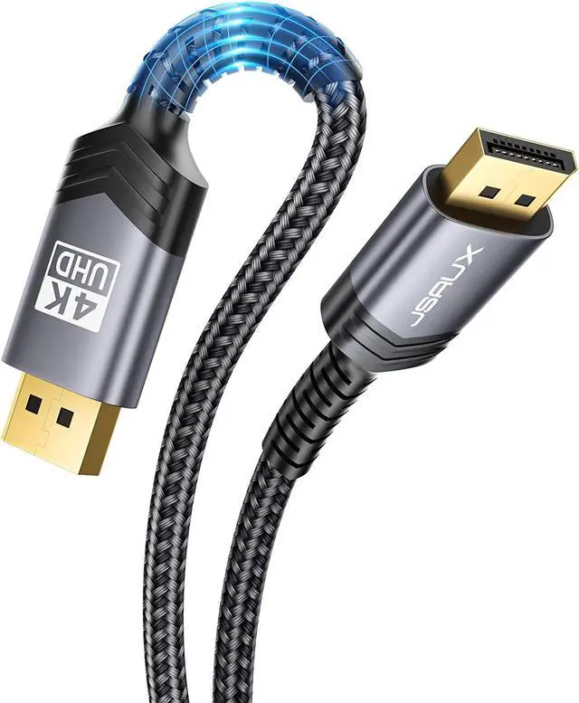 Main image of DisplayPort to DisplayPort Cable 10ft/3M,  1.2 DP Cable [4K@60Hz, 2K@165Hz, 2K@144Hz] Gold-Plated Braided Ultra High Speed DisplayPort Cord for Laptop PC TV etc- Gaming Monitor DP Cable-Grey