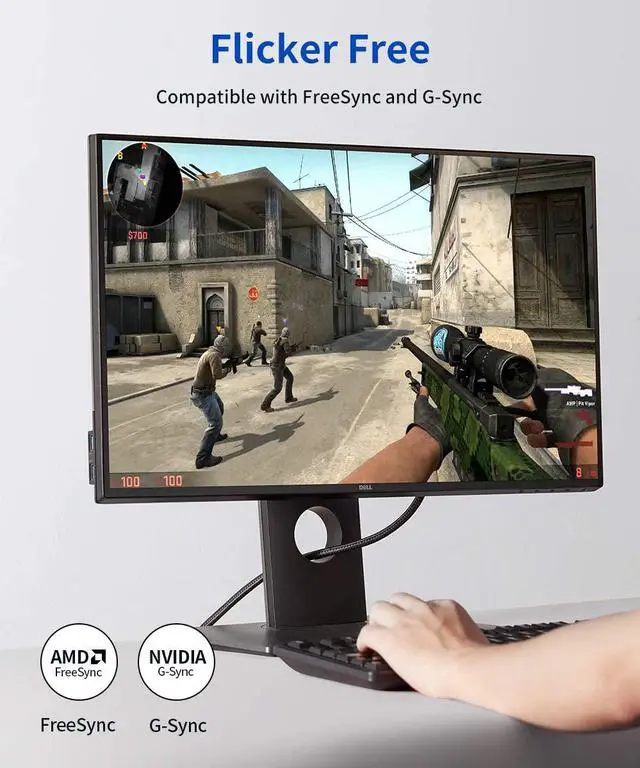 Alt view image 7 of 7 - DisplayPort to DisplayPort Cable 10ft/3M,  1.2 DP Cable [4K@60Hz, 2K@165Hz, 2K@144Hz] Gold-Plated Braided Ultra High Speed DisplayPort Cord for Laptop PC TV etc- Gaming Monitor DP Cable-Grey