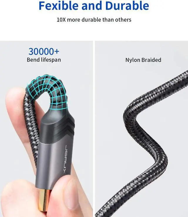 Alt view image 2 of 7 - DisplayPort to DisplayPort Cable 10ft/3M,  1.2 DP Cable [4K@60Hz, 2K@165Hz, 2K@144Hz] Gold-Plated Braided Ultra High Speed DisplayPort Cord for Laptop PC TV etc- Gaming Monitor DP Cable-Grey