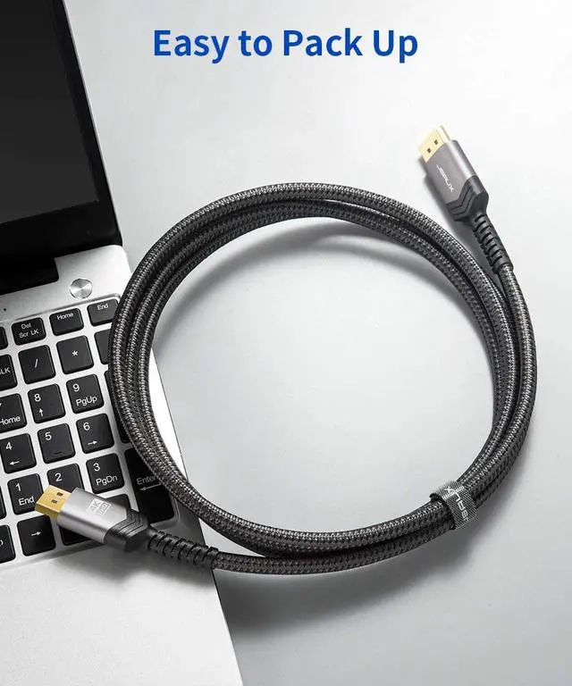 Alt view image 3 of 7 - DisplayPort to DisplayPort Cable 10ft/3M,  1.2 DP Cable [4K@60Hz, 2K@165Hz, 2K@144Hz] Gold-Plated Braided Ultra High Speed DisplayPort Cord for Laptop PC TV etc- Gaming Monitor DP Cable-Grey