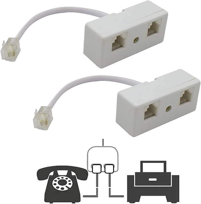 RJ11 6P4C Male to 6P4C Female 2 Way Telephone Splitter Phone