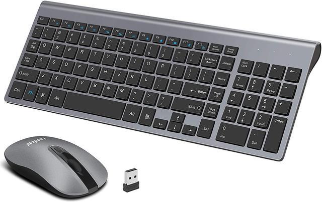 Wireless Keyboard Mouse Combo, Compact Full Size Wireless Keyboard and  Mouse Set 2.4G Ultra-Thin Sleek Design for Windows, Computer, Desktop, PC,  Notebook - (Black)