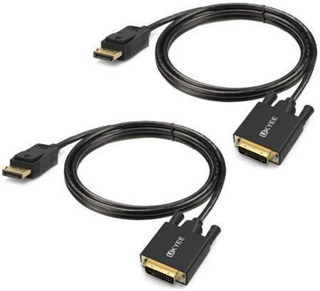 UKYEE Display Port to DVI Adapter Cord Male to Male Compatible with Computer,Laptop,PC,Monitor,Projector,HDTV -Black Displayport to DVI Cable 6ft 10-Pack DP 