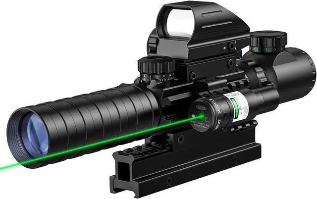 Main image of MidTen 3-9x32 4-in-1 Scope Combo with Dual Illuminated Scope Optics & 4 Holographic Reticle Red/Green Dot Sight & IIIA/2MW Laser Sight Rangefinder Illuminated Sight & 20mm Mount