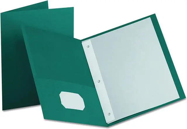 Alt view image 3 of 5 - Oxford 57755 Paper Twin-Pocket Portfolio, Tang Clip, Letter, 1/2" Capacity, Teal, 25/Box