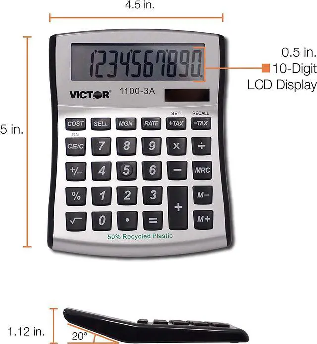 Alt view image 6 of 14 - VICTOR VCT1100-3A Victor 1100-3A 8 Digit - Mini Desktop-Anti-Micro