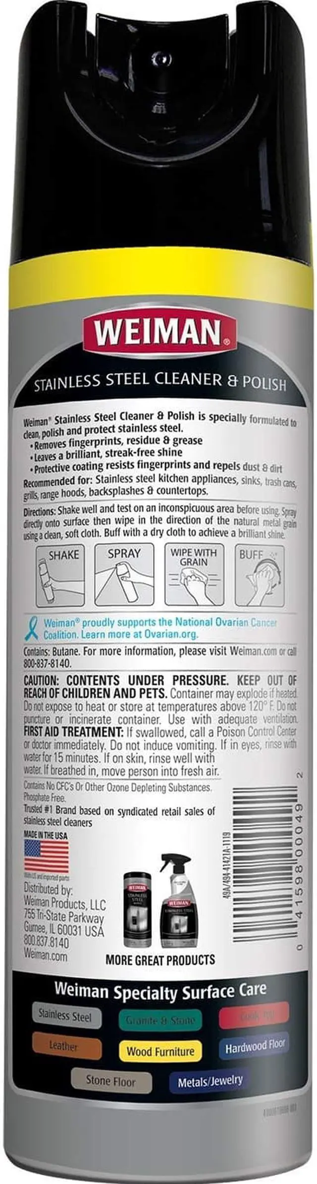 Alt view image 11 of 20 - Weiman Stainless Steel Cleaner and Polish WMN49