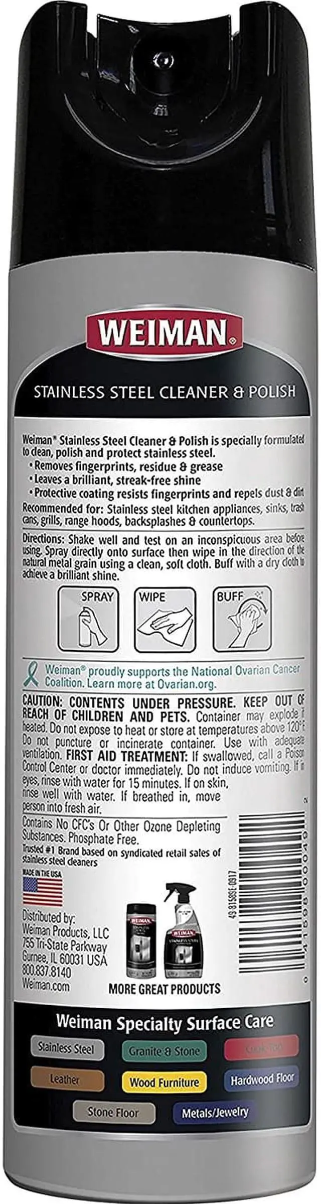 Alt view image 13 of 20 - Weiman Stainless Steel Cleaner and Polish WMN49