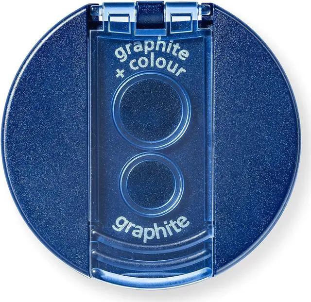 Alt view image 6 of 19 - Staedtler 512001BK03 Handheld Manual Double-Hole Plastic Sharpener, Blue/Silver, 6/Box
