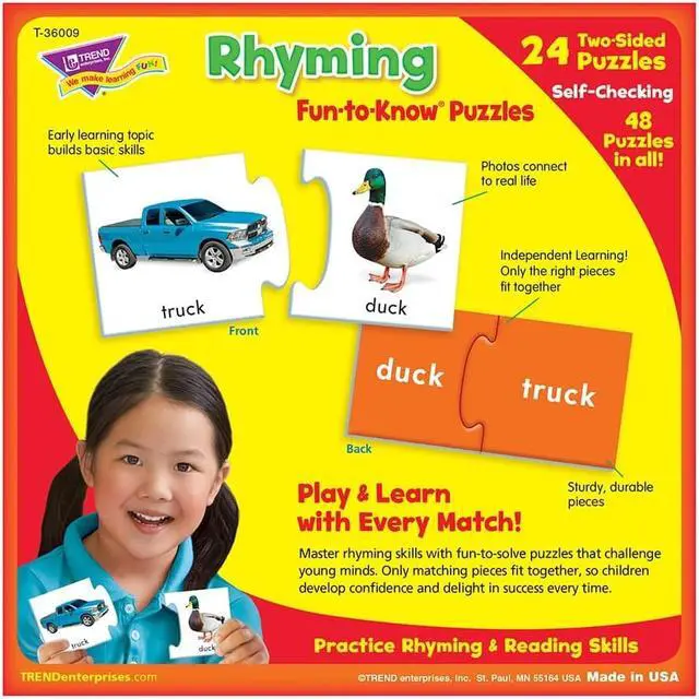 Alt view image 11 of 13 - Trend Enterprises Trend Fun-To-Know Early Childhood Puzzles Rhyming T36009