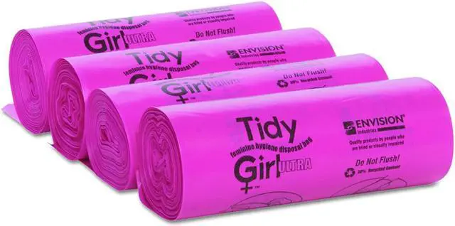 Alt view image 6 of 16 - Stout Tidy Girl Feminine Hygiene Sanitary Disposal Bags 150/Roll 4 Rolls/Carton