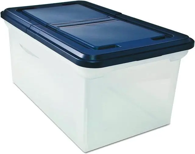 Alt view image 6 of 11 - Advantus 55797 File Tote Storage Box with Lid   Letter  Plastic  Clear/Navy