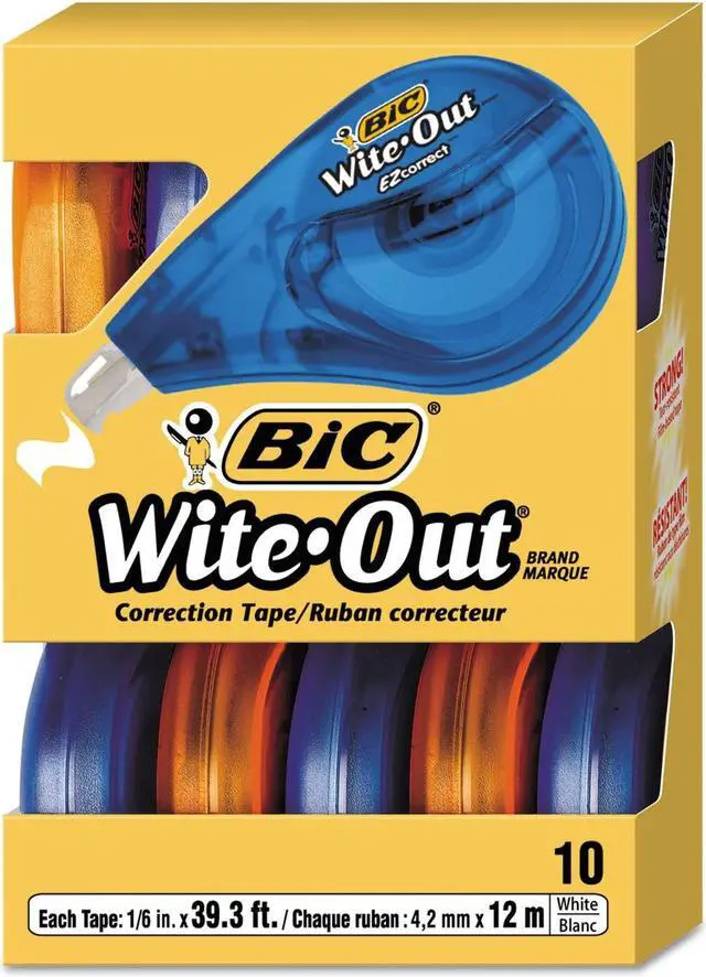 Alt view image 4 of 20 - BIC Wite-Out EZ Correct Correction Tape Non-Refillable 1/6" x 472" 10/Box WOTAP10
